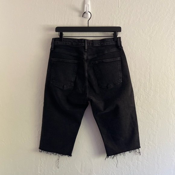 Agolde Carrie Long Length Slim Short Black Button Fly Jean Short Womens Size 29 - Picture 3 of 9